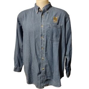 Tiger Hill Denim Shirt XL Mens X-Large Embroidered Navy Long‎ Sleeve Button Down